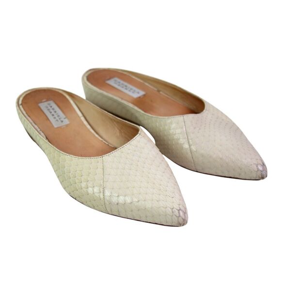 Gabriela Hearst PERL WHITE SNAKE SKIN FLAT MULES SHOES Sz 38 - Picture 1 of 13